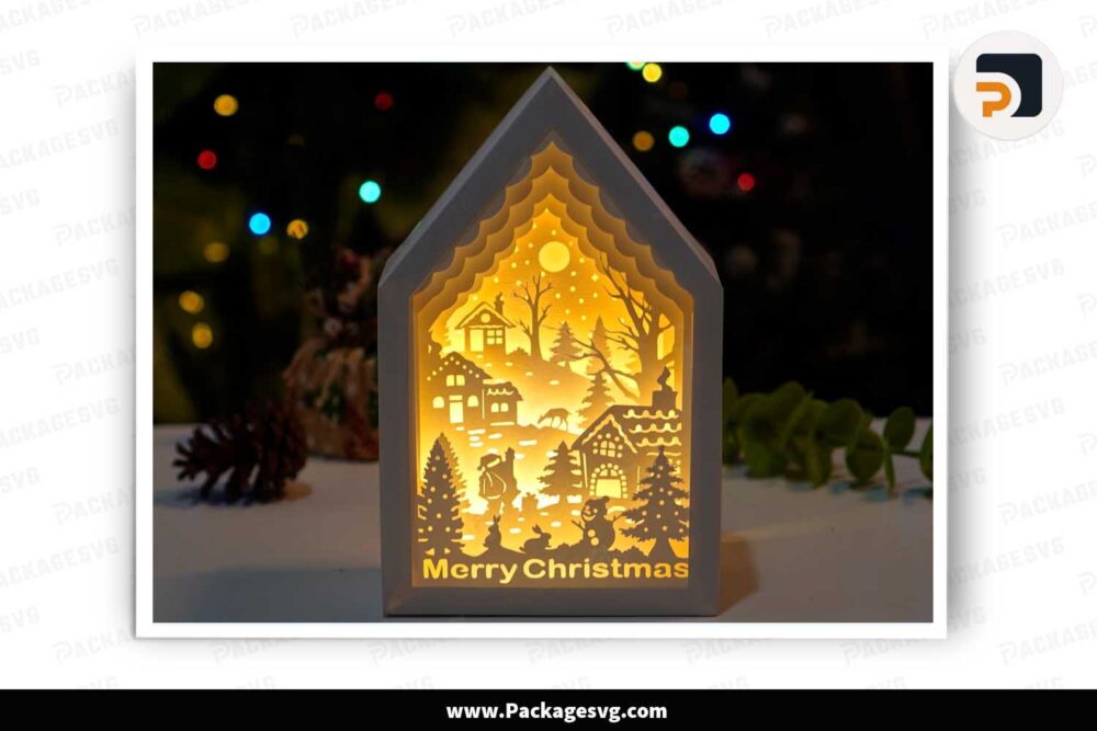 Merry Christmas Lanterns, Village 3D Light Box Design LJ6FRDM7