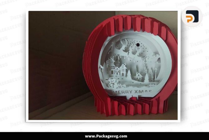 Merry Xmas Pop Up Lattern, 3d Papercut Template File LJF3MJW1