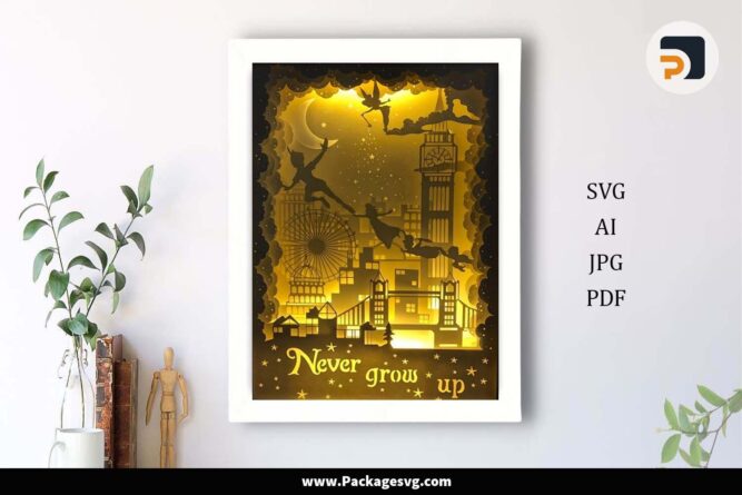 Never Grow Up Lightbox, Peter Pan Template For Cricut LIEF0XRH