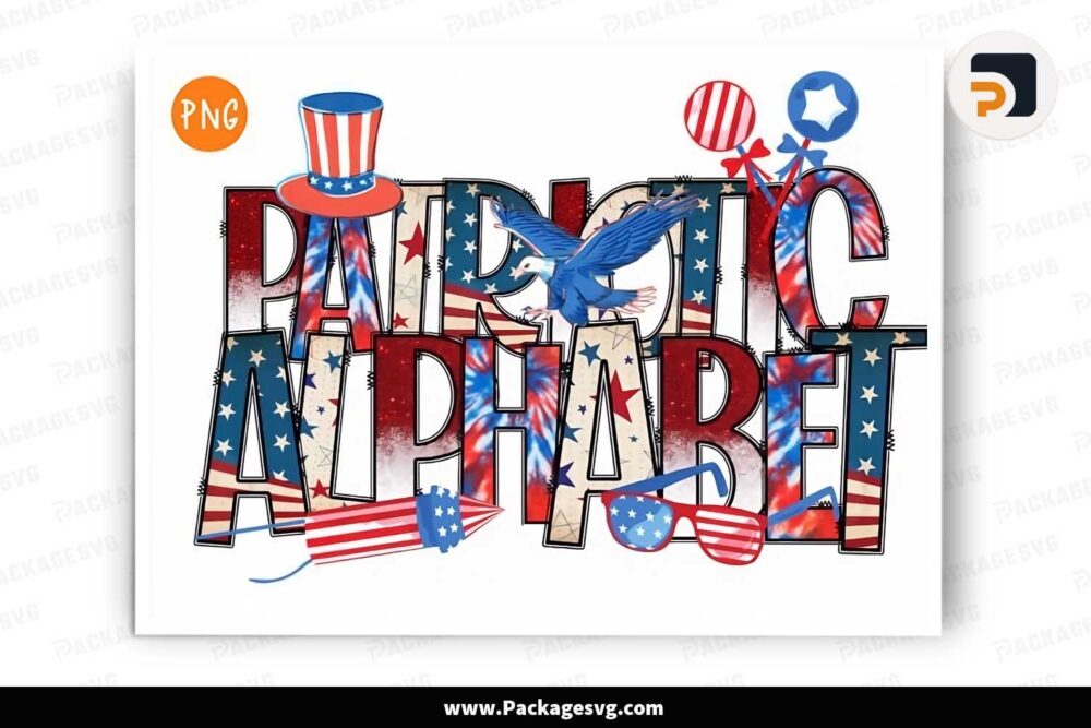 Patriotic Alphabet, 4th of July PNG Letters LJ25TZDC