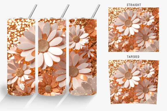 Flower Tumbler, Aesthetic Floral Straight Skinny Tumbler, Aesthetic Floral  Gold Agate Sublimation Wrap Skinny Tumbler