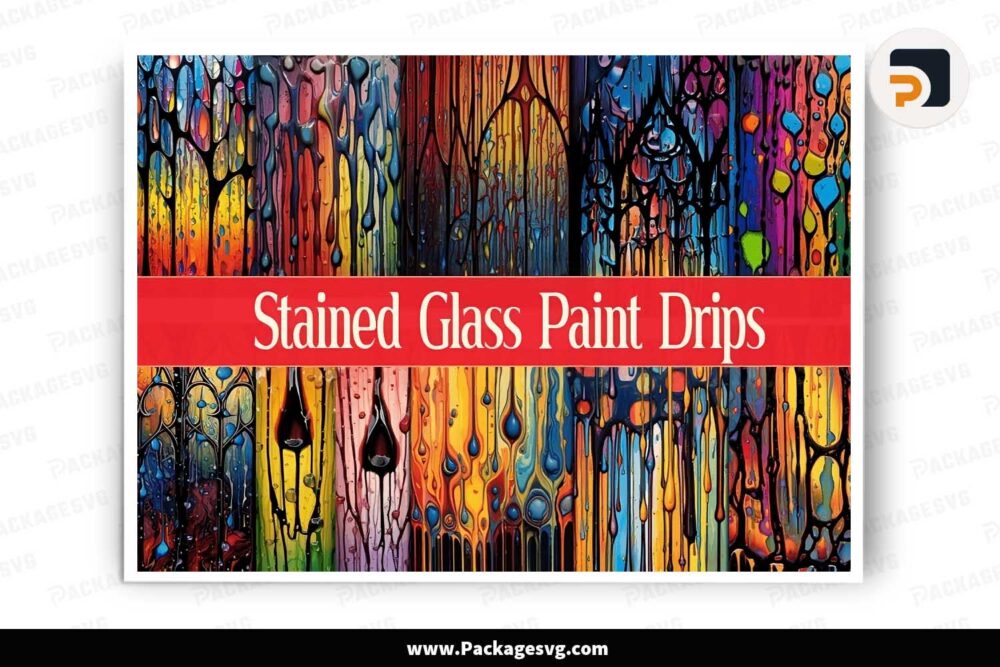 Stained Glass Paint Drips Background Bundle LJ52L9HF