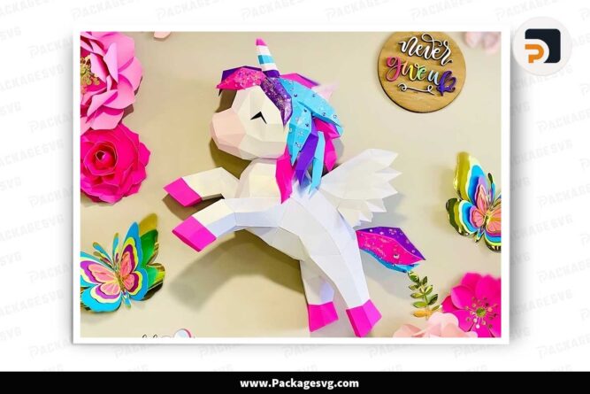 Unicorn Paper Craft SVG, 3D Template For Cricut LJRWOYRP