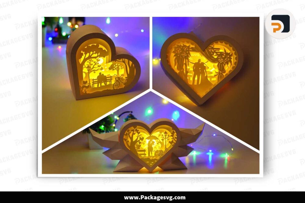 Valentine's Day Heart Lanterns Bundle, Wedding Template Light Box LJC7YS05