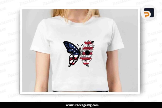 American Butterfly Flower Design, 4th of July SVG Cut File LJNQAVWY