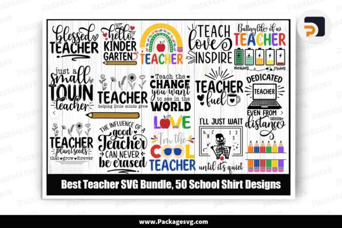 Best Teacher SVG Bundle, 50 School Shirt Designs LK6P2EYP