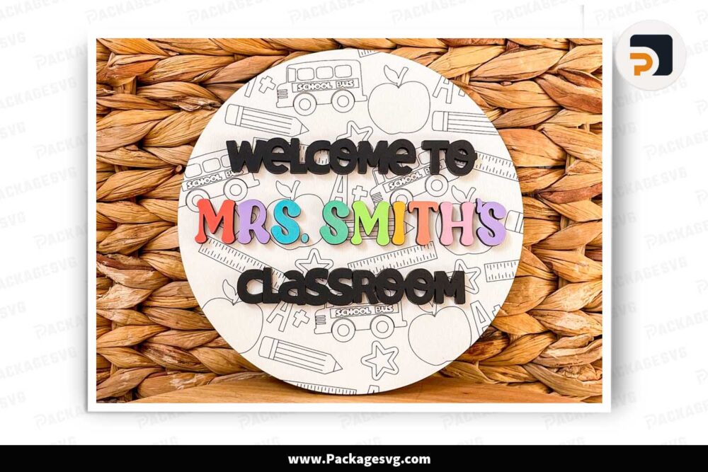 Classroom Welcome Sign SVG, Personalized Teacher Sign Design LKAMIYXZ
