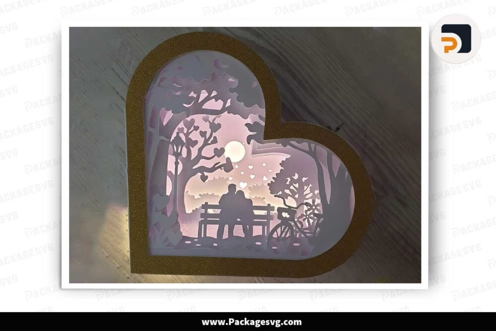 Couple Heart Light Box, Lover Paper Cut File LJNM33QM