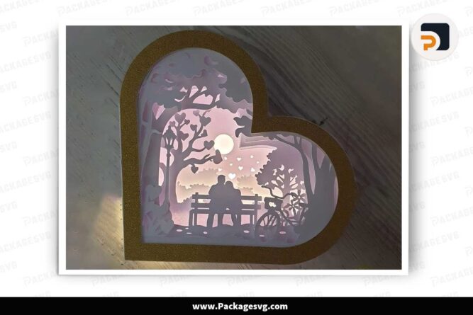 Couple Heart Light Box, Lover Paper Cut File LJNM33QM