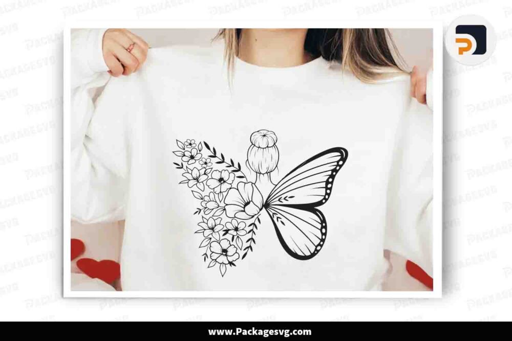 Floral Girl Butterfly SVG, Design file for Cricut LKAHR3R1