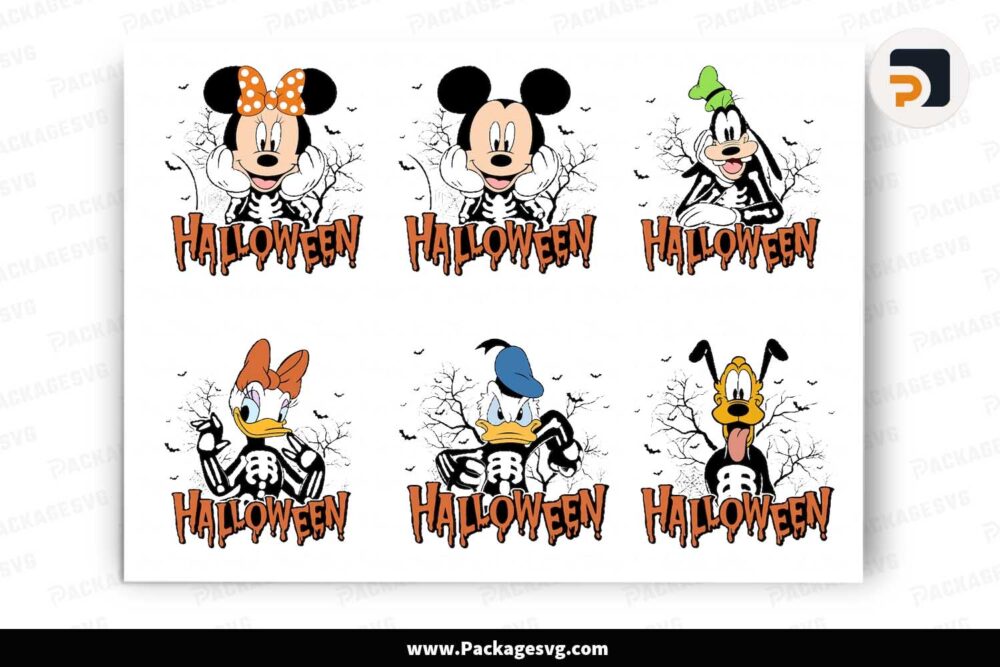 Halloween Skeleton Costume Bundle, 6 Mickey Mouse And Friends Designs LK6JXE62