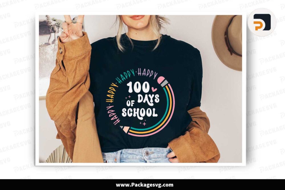 Happy 100 Days of School SVG, School Shirt Design LK9FUGPH