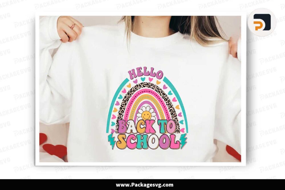 Hello Back To School PNG, Groovy Shirt Design LK9DK5UG