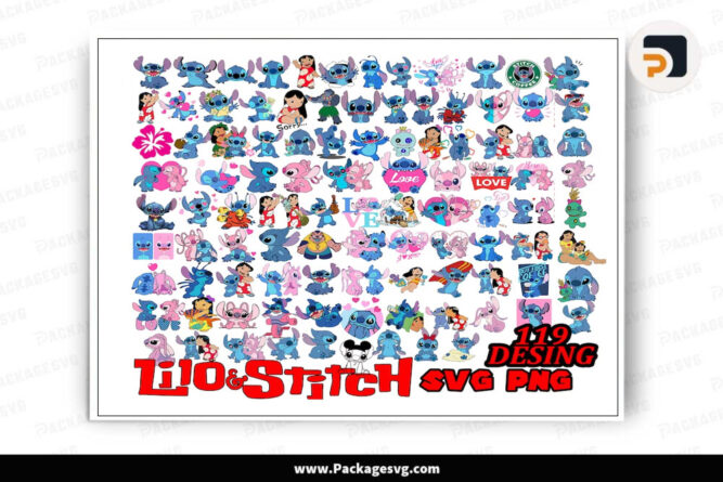 Lilo And Stitch, Stitch And Angel Love SVG PNG Digital Download