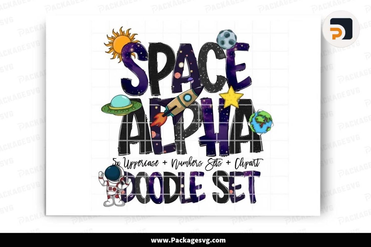 Outer Space Doodle Letters Alphabet Free Download