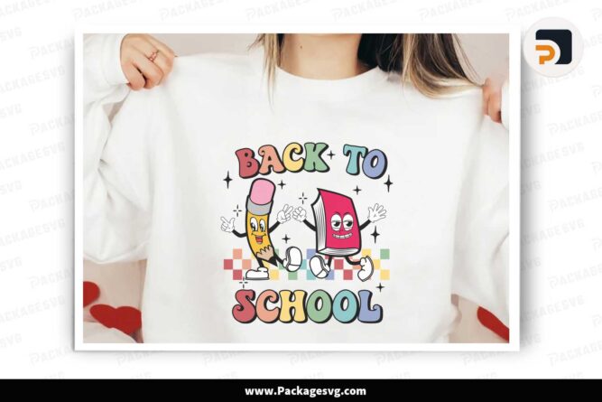 Retro Back to School PNG, SVG Cut File LKC20BFW