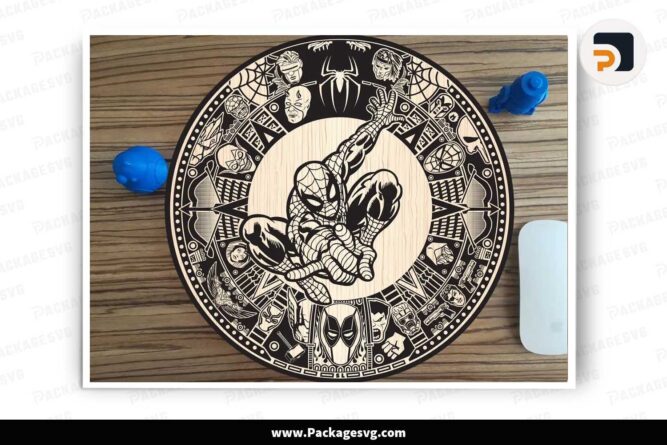 Spiderman Aztec Calendar, Template For Laser Cut, CNC LJM95CWD