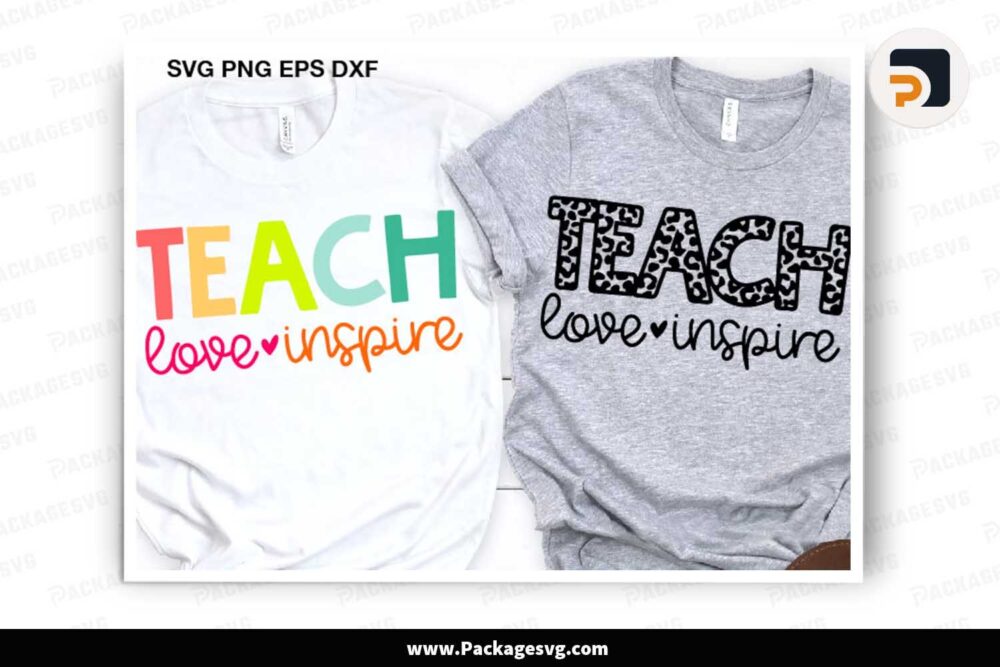 Teach Love Inspire SVG, Leopard Teacher Shirt Design LK67U7K1