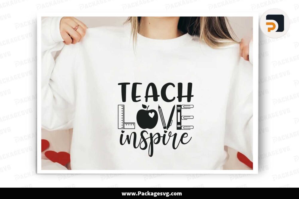 Teach Love Inspire SVG, School Shirt Design LK3DF3LI