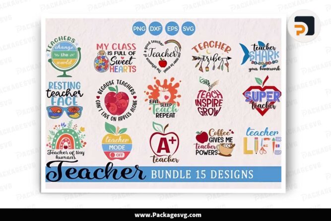 Teacher Bundle SVG, 15 Back to School Designs LKC7RJ9S