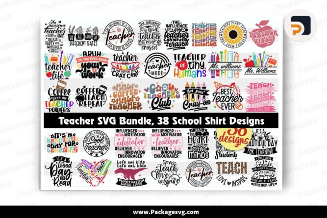 Teacher SVG Bundle, 38 School Shirt Designs LK6AINDD