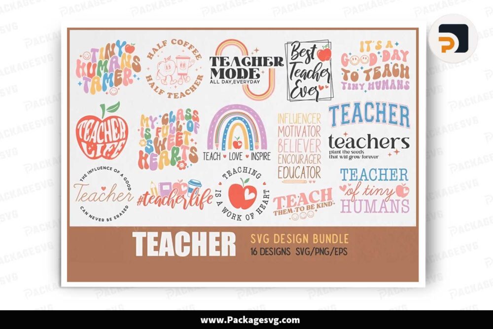 Teacher SVG Design Bundle, 16 School Shirt Designs LKCDH108