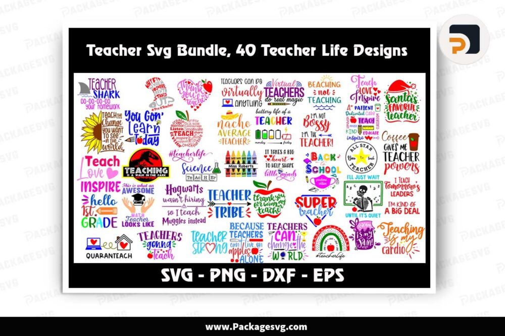 Teacher Svg Bundle, 40 Teacher Life Designs LK3G75YO
