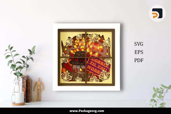 Thanksgiving Shadow Box SVG, Turkey Paper Cut File LJP287NP