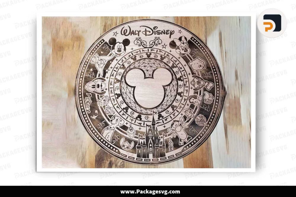 Walt Disney Aztec Calendar, SVG Template Cut File LJM7RMBZ