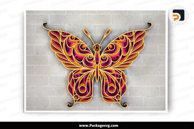 3D Butterfly Mandala SVG Templates for Laser Cut LKS1Z5ZX