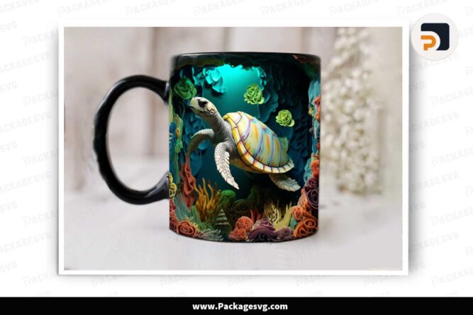 3D Sea Turtle Quilling Mug, 11oz 15oz Mug Wrap LLHHM5OW