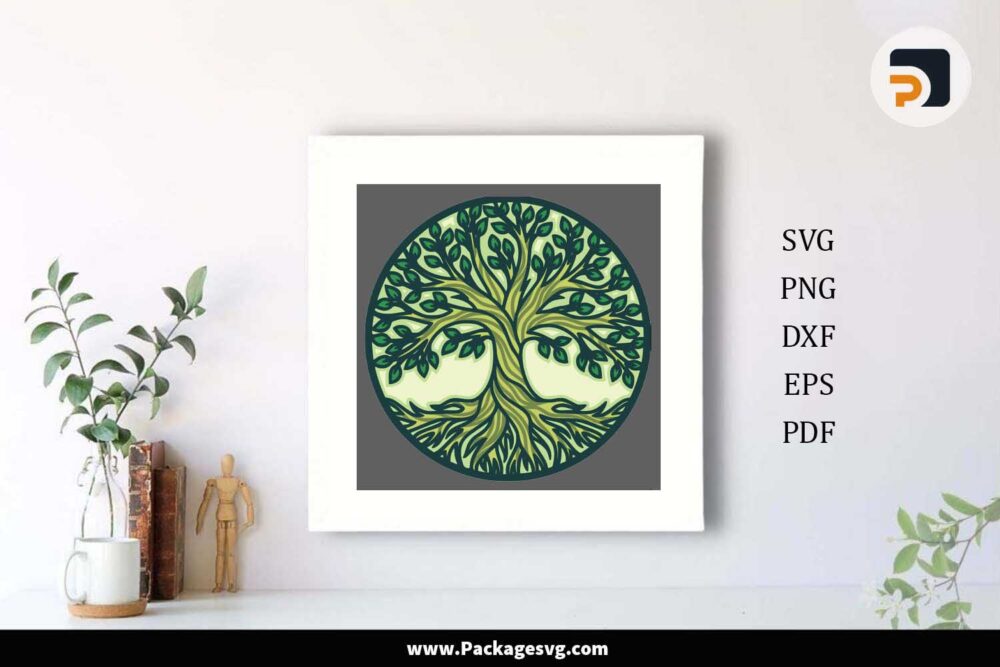 3D Tree Of Life Shadow Box, SVG Paper Cut File LLNKKKOB