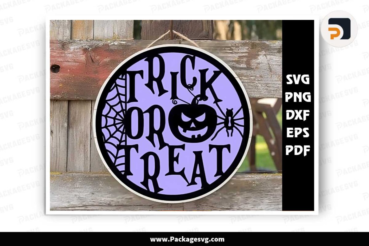 3D Trick or Treat Svg, Halloween Round Sign Free Download