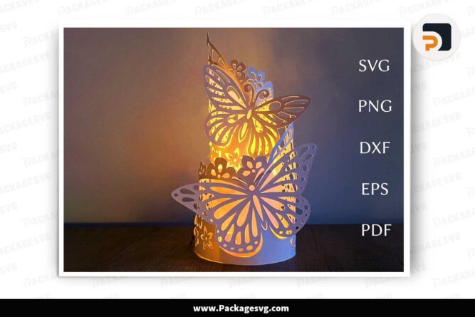 Butterflies 3D Lantern, SVG Paper Cut File LL0A6H9L