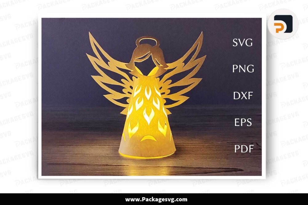 Christmas Angel 3D Lattern, SVG Paper Cut File LL09B4Y5