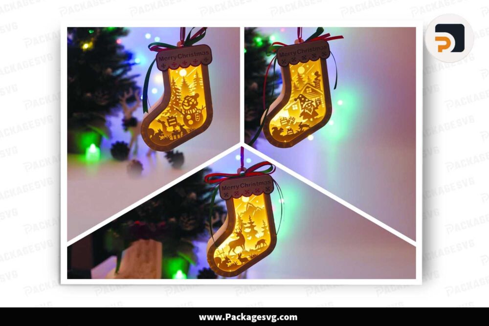 Christmas Lantern Hanging Socks Bundle, SVG Template Light Box LKW06GSY