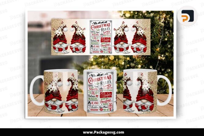 Christmas Rules Gnomies Sublimation PNG, 11oz 15oz Mug Wrap LLU9KVNY