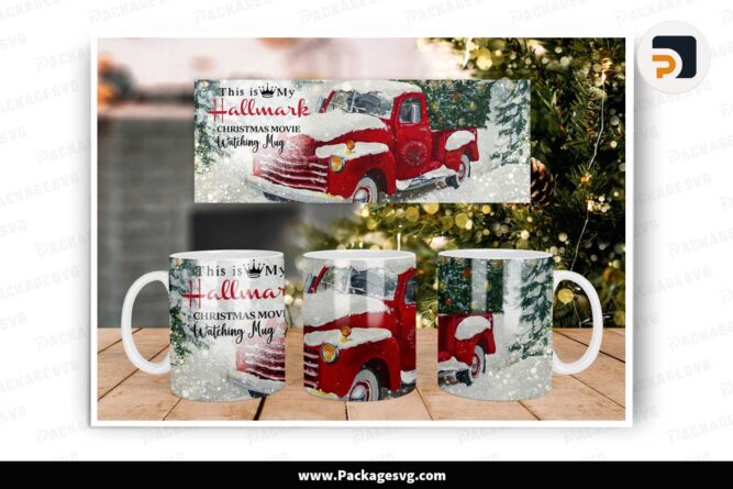 Christmas Winter Truck PNG, 11oz 15oz Mug Wrap LLUDPD48