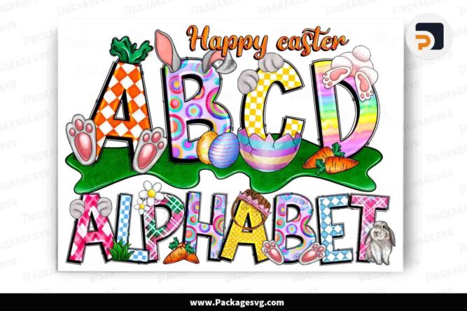 Easter Doodle Alphabet Cliparts, Easter Font PNG LLYNYZRU