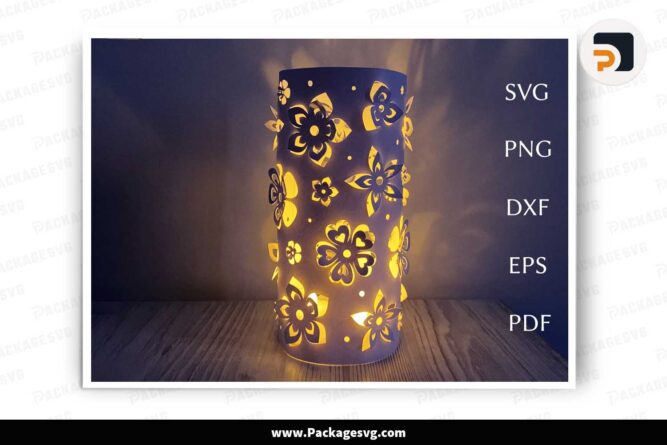 Flowers 3D Lantern, Floral SVG Paper Cut File LL0AZDZI