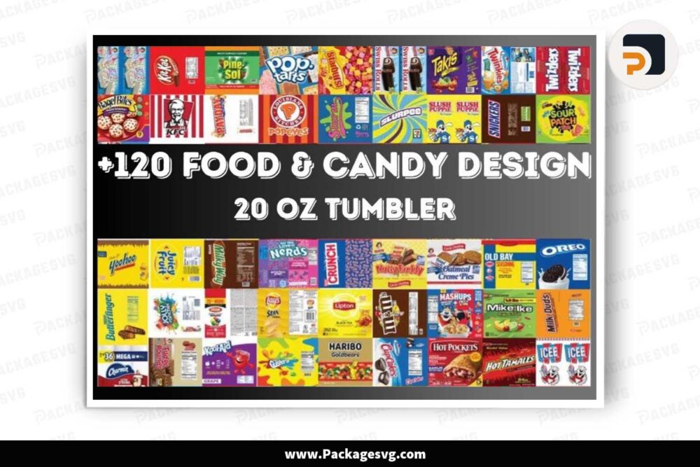 Food and Candy Sublimation Bundle, 120+ Designs Tumbler Wrap LLOH0B7P