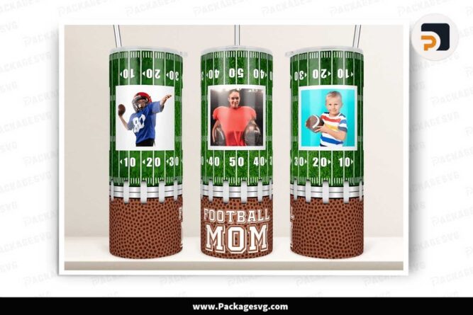 Football Mom Photo Sublimation PNG, 20oz Skinny Tumbler Wrap LLLNR57L