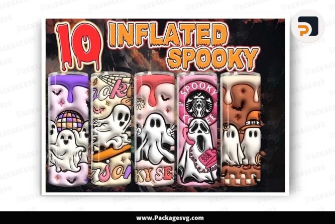 Inflated Spooky Halloween Tumbler Bundle, 20oz Skinny Tumbler Wrap LL2483VC