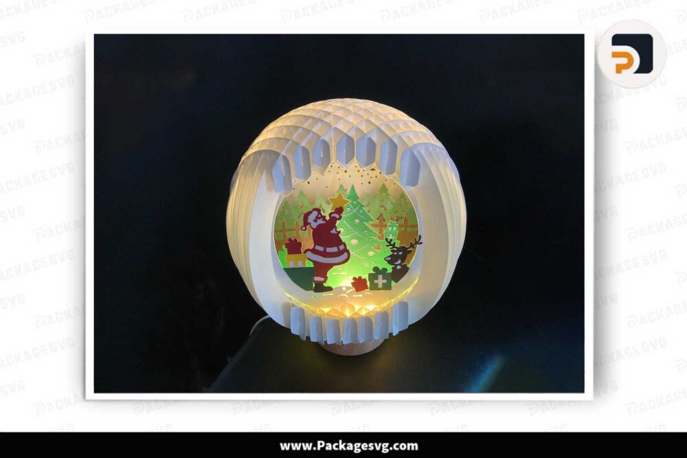 Santa Claus in Sphere Pop Up, SVG Paper Cut File LL4KFUQQ