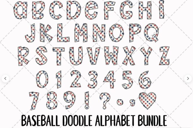 Baseball Alphabet Letters PNG Bundle