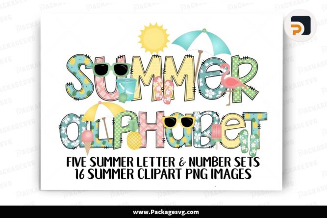 Summer Doodle Alphabet Bundle, Summer Cliparts PNG Letters LLYIN16I