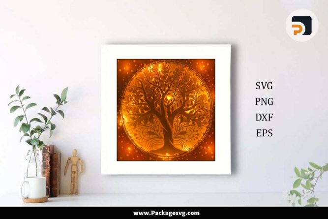 Tree of Life Light box, SVG Paper Cut File LLKQI3LB