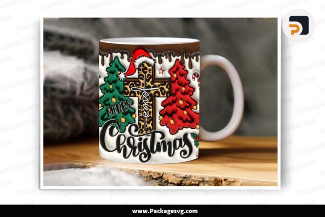3D Jesus Merry Christmas Inflated Mug, 11oz 15oz Mug Wrap PNG LMZSMS12