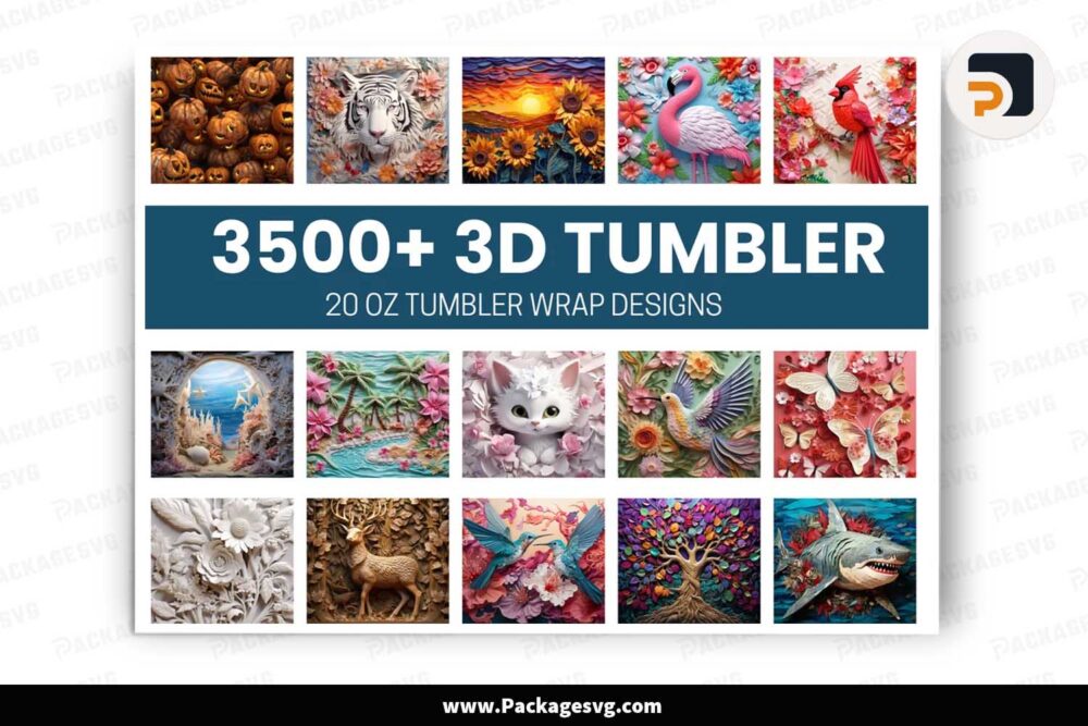 3D Tumbler Sublimation Design Bundle, 3500+ Straight Designs Wrap PNG LM7IWN7S