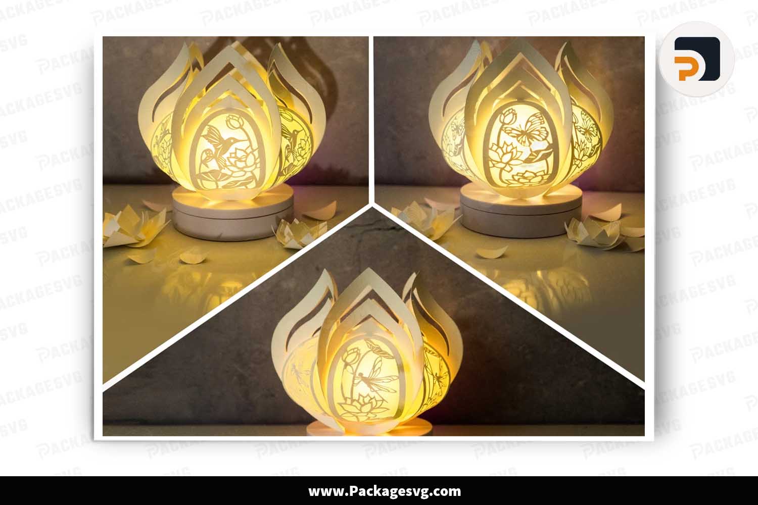 Animals Lanterns Lotus Bundle, 3D SVG Paper Craft LN16ANV6